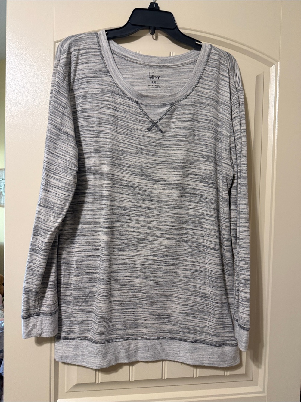 Felina Gray Space-Dye Crewneck Sweater